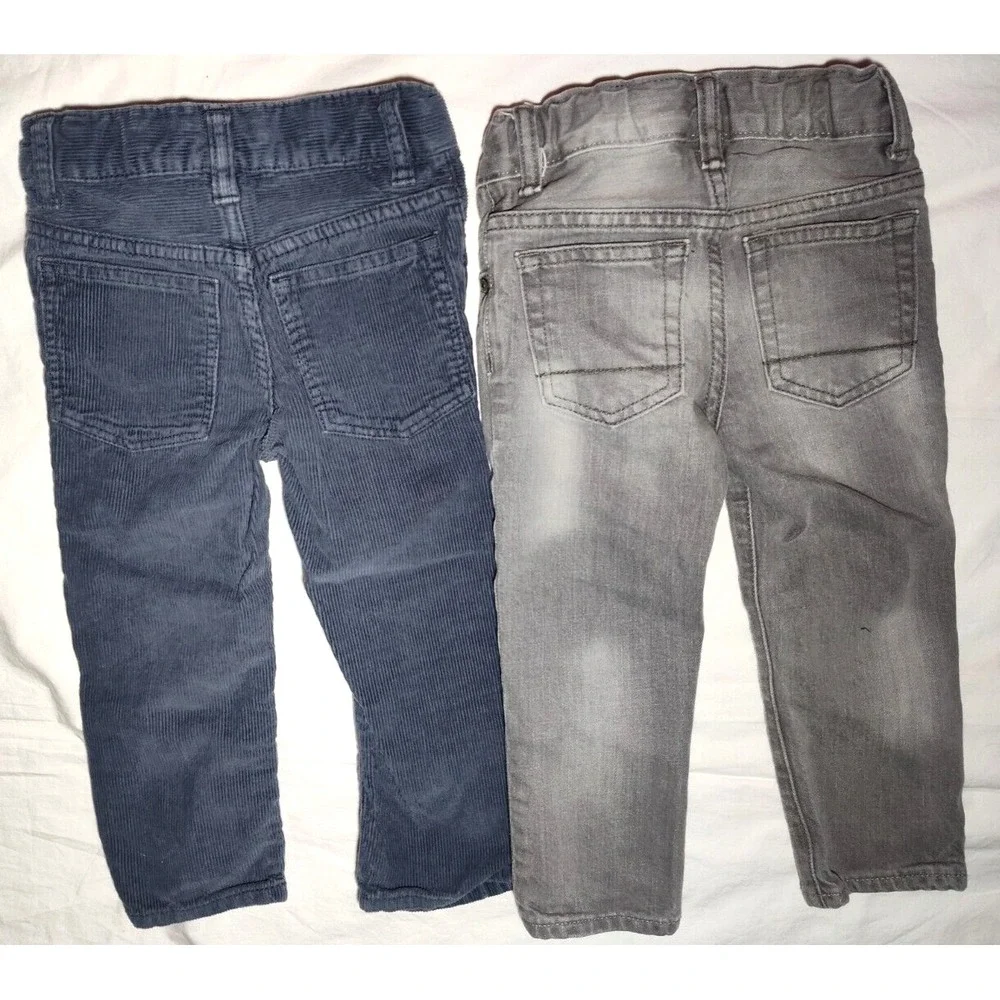 Baby Gap 2 yrs 2T Boy Outfit Lot Dress Shirt‎ Jeans Corduroy Pants 3pc Gray Blue